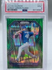 Jacob DeGrom 2021 PRIZM Forest Green Flash #111 New York Mets - Serial # 1/5