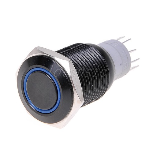 2pcs Angel Eye Black Led 16mm hole 12V MetalLatching Switch-BLUE - Picture 2 of 4