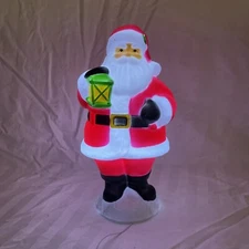 Christmas Santa Blow Mold Table Top Lights Up Battery Op Holiday Time 11" Inch