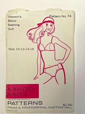 Kandel Knits 74 Bikini Bathing Suit Pattern Mill Circa 1970 10-12-14-16