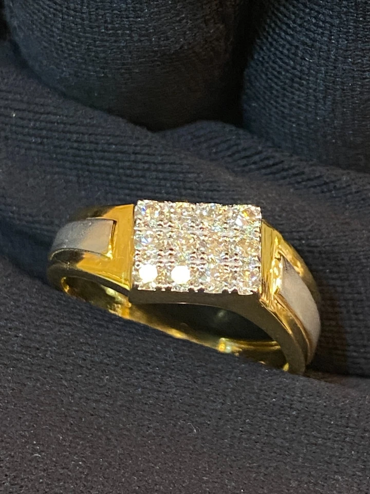 0,60 Cts Runde Brilliant Cut Diamanten Herren Hochzeit Band Ring In 585 14K Gold - Bild 4 von 4