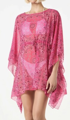 MC2 SAINT BARTH Komplettset Kaftan Parure + Vanity Tasche Bandana Fuchsia AUTENTIC