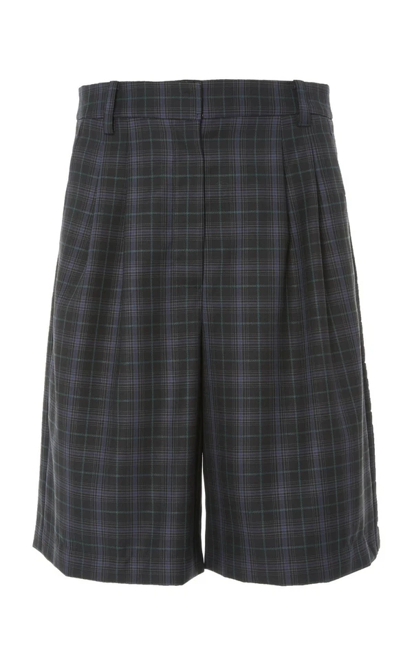 Pantalones cortos plisados TIBI Marvel para mujer negros a cuadros elige la talla 2, 4, 6, 8 $375 Foto 2 de 4