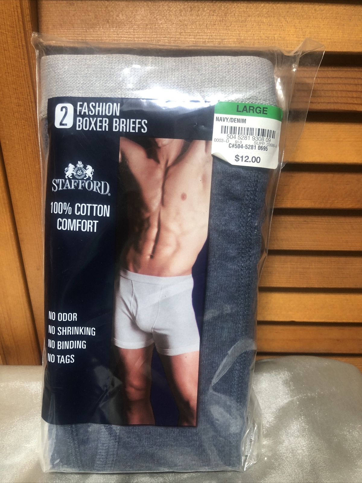 NUEVO Paquete de 2 Calzoncillos Boxer Stafford Para Hombre Vintage Algodón Marino Talla Grande WTags NoOdor