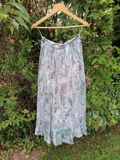 VINTAGE MODE DUCK EGG BLUE / MINT FLORAL & ABSTRACT PLEATED SKIRT-10 12 14