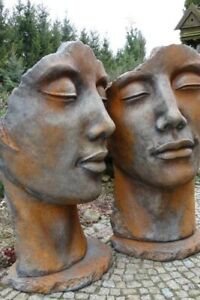 Gesicht Mann Und Frau Rosteffekt Vidroflor Steinguss Figur Garten 8081r 80r Ebay