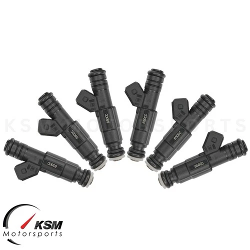 6 x 650cc 62lb Fuel Injectors For BMW E36 E46 M50 M52 S50 M3 TURBO Fit Bosch EV6