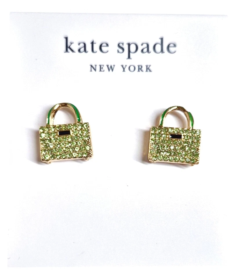 Bolso de mano Kate Spade Sweet Treasures pendiente verde dorado circonita cúbica nuevo Foto 2 de 4