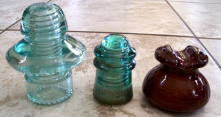 Vtg Aqua Blue HGCO H.G. CO HG CO Transposition Glass Insulator & Hemingray Lot
