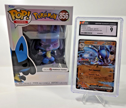 Pokémon TCG Lucario ex #51 Prismatic Evolutions (Holo) CGC 9 & Lucaio Funk pop