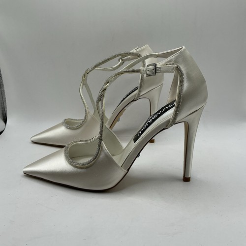 Ivory Satin Diamanté Shoes, Wedding, Bridal, Heels, Bridesmaid Bride - Size 7/40 - Picture 2 of 11