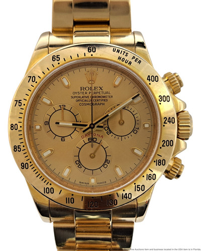 Rolex 18k Yellow Gold Daytona Chronograph 116528 Wrist Watch B...