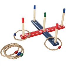 Wooden Rope Ring Toss Game for Kids Outdoor Yard Lawn Game Adults Family