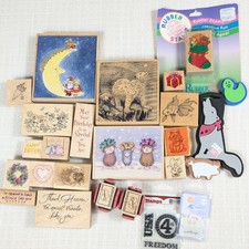 Vintage Lot of 25 Plus Rubber Wood & Foam Stamps Mixed Lot XL Large Animals