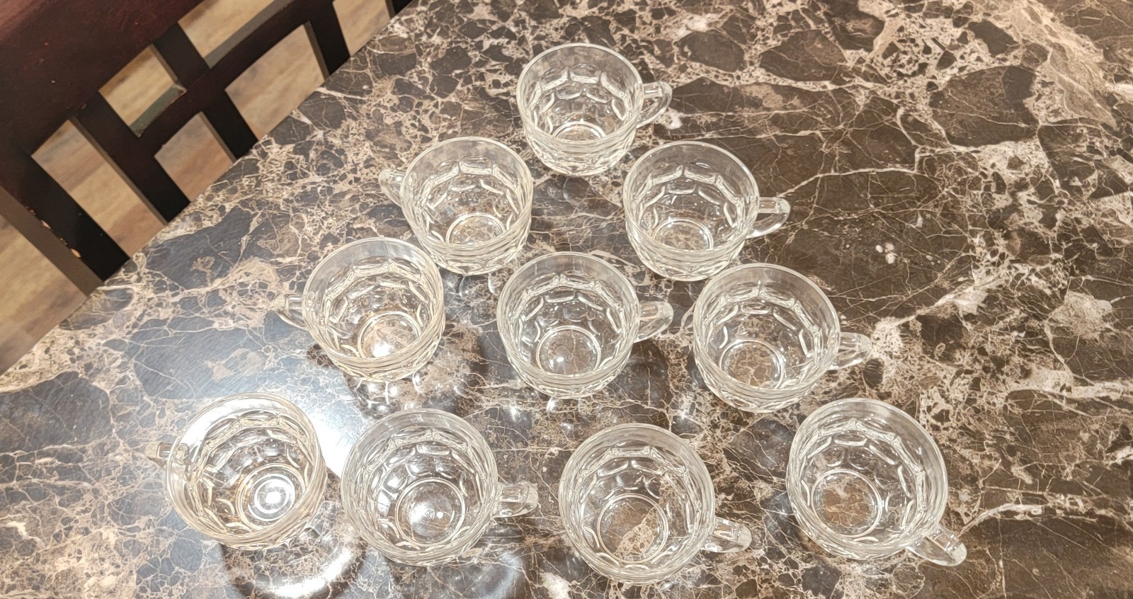 Vintage MCM Yorktown Federal Glass Jubilee Punch Cups Set Of 10   4"W x.  2. 5"H