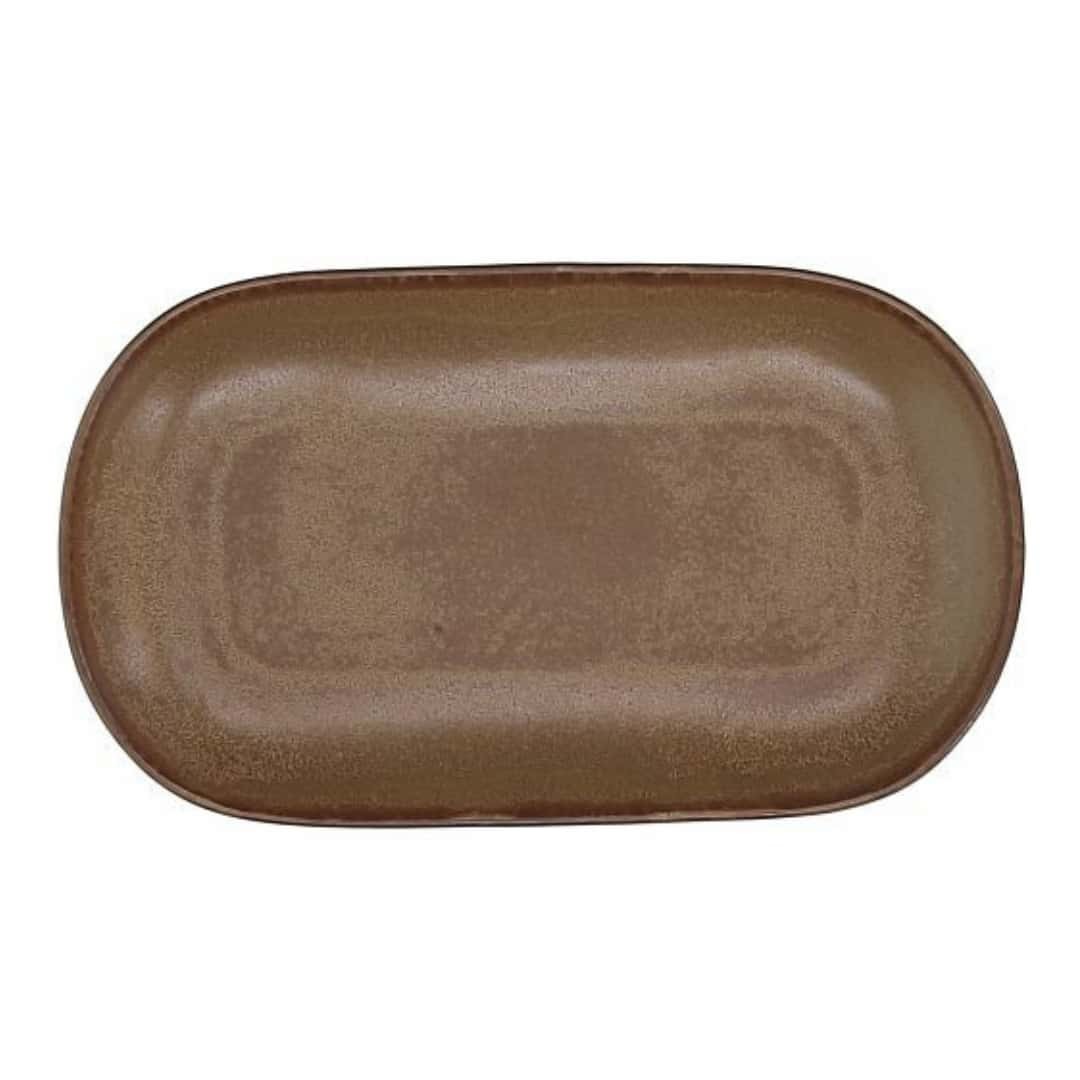 Oval Plate Terracotta Brown Biscuit 24 Cm Porcelain - Tognana - Restaurant