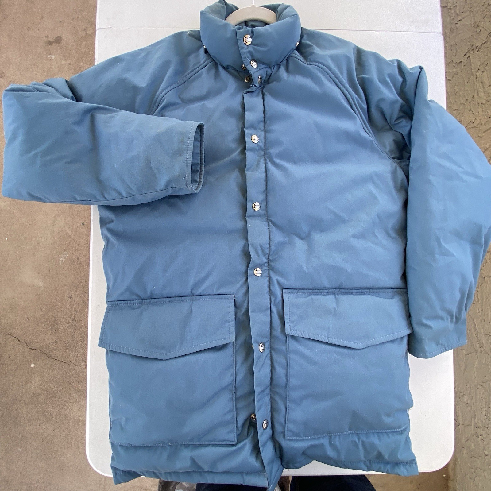 Vintage Woolrich Men's Goose Down Parka Coat Jacket Blue Size Medium Lamb Snaps image 8