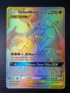 Charizard & Braixen GX 251/236 NEAR MINT - Cosmic Eclipse - Rainbow Rare