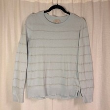 LOFT Outlet Blue Metallic Stripe Sweater Medium Crewneck