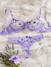 Bra Transparent Lady Floral Embroidery Lingerie Set Women Sheer Bra And Brief Un