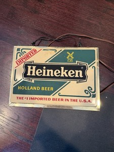 VINTAGE HEINEKEN IMPORTED BEER LIGHT UP SIGN Bar Man Cave Decor