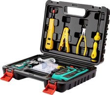 Dasxskj RJ45 Crimp Tool Kit Pass Through, Network Kit, Yellow and Black