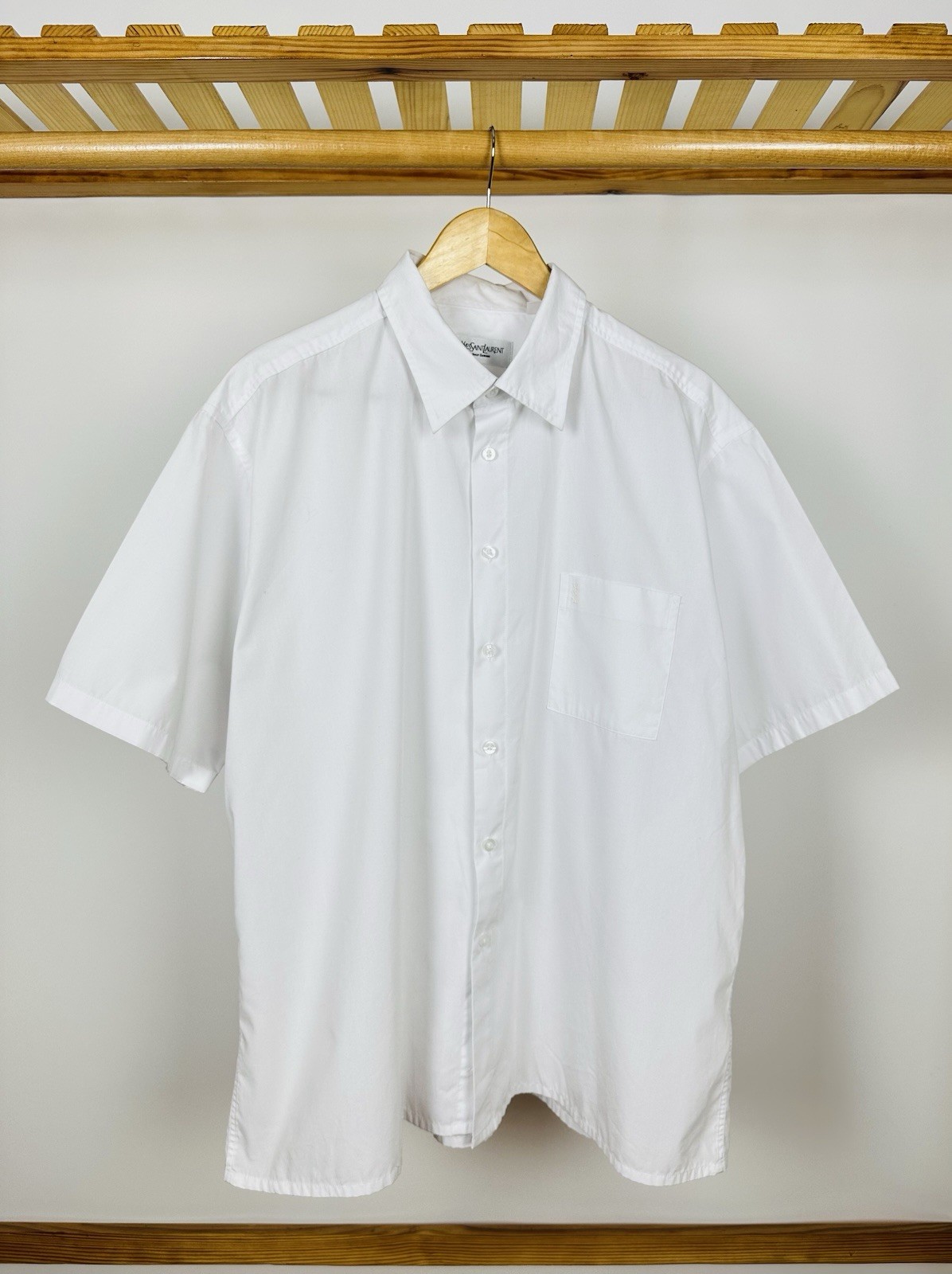 Camicia bianca Yves Saint Laurent YSL vintage manica corta con bottoni taglia XXL