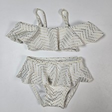 Rachel Zoe x Janie and Jack Bikini Girl 3-6M White Gold Polka Dot Ruffle Swimset