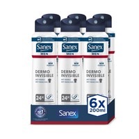 Sanex Men Dermo Invisible Deodorant Herren 24H Schutz Antitranspirant 6X200 Ml