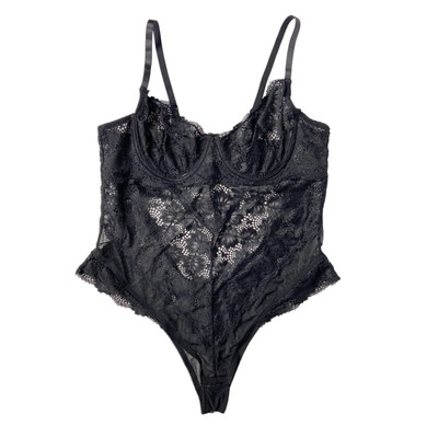 Oh La La Cherie Paris Lingerie Bodysuit Black Lace Sheer Thong Underwire 2X