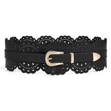 Women Wide Belt For Dresses Chunky Belts Thick Leather Waist Belt With Prong