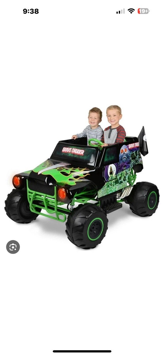 Monster Jam Grave Digger 24 Volt Battery Powered Kids Ride on Truck Quad  Vehicle