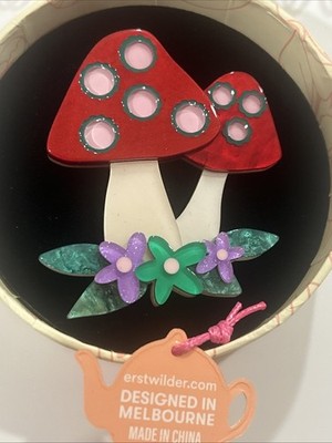 Erstwilder Fan Favourites Forest Fun Guy Mushroom Brooch BNIB