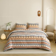 Boho Orange Comforter Set King Rust Aztec Striped Bedding Sets King Size Wome...