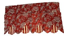 williamsburg scalloped valance curtain pair red floral everard country 49x17