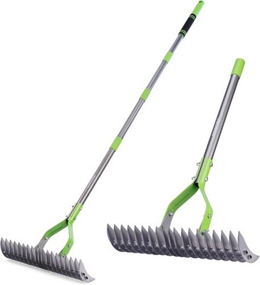 WORKPRO Laubrechen 38cm Arbeitsbreite Rechen,Verstellbarer Griff 102 178cm,Laub
