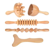 Komogir Wood Therapy Massage Tools 5-in-1 Set | Lymphatic Drainage |New in Box
