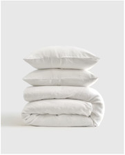 NWOT QUINCE EUROPEAN LINEN KING / CALKING DUVET COVER SET WHITE 100 FLAX