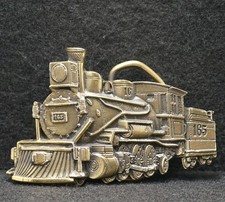 WE13129 NOS VINTAGE 1981 CUT-OUT  TRAIN ENGINE  RAILROAD BRASS BELT BUCKLE