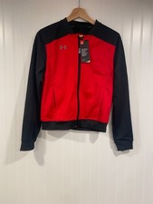 NEW UNDER ARMOUR Challenger II Track Jacket Zip Up Red Black Boys Youth Medium
