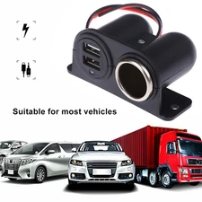 12V / 24V Power Outlet 2x USB Charger Cigarette Lighter Car Plug.qhS Jo