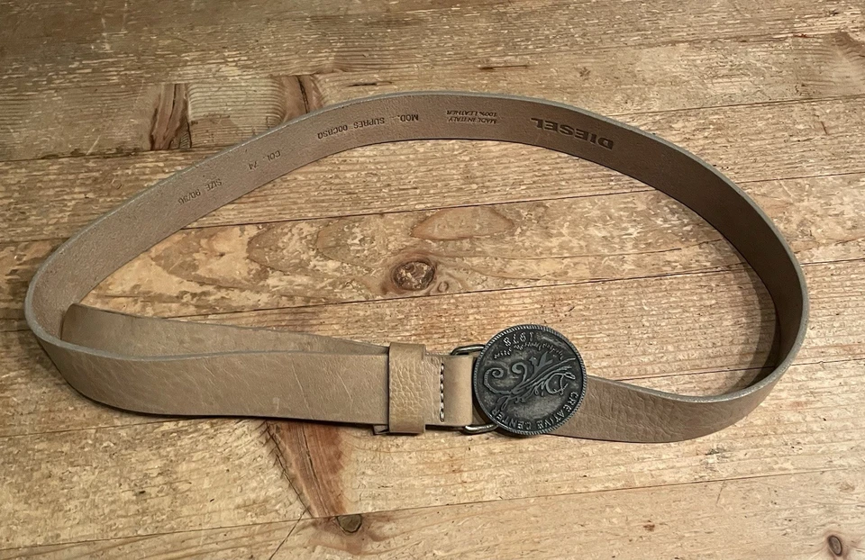 NEU Diesel 100% Leder Gürtel mod. supres OOCBSQ Beige Gr. 90 Made In Italy NP90€ - Bild 3 von 4