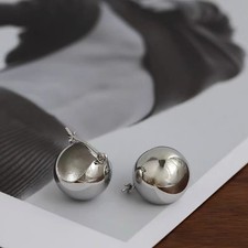 Minimally Smooth Hollow Spherical Hanging Women's Silver Plated Drop Earrings