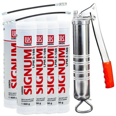 Mehrzweckfett Lithium Lukoil LPM 2-160 mit MoS2 8 X 400g + Fettpresse BockTec