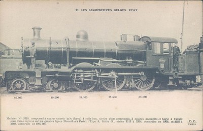 BELGIUM Belgian railways Nr 3360 locomotive 1910s PC