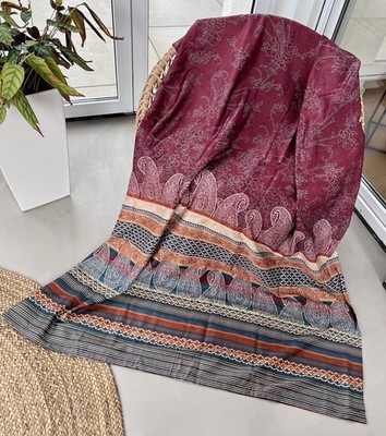 Bassetti Stoff RAVENNA R1 rot SATIN 250x125 Decke Läufer Vorhang Kissen weinrot