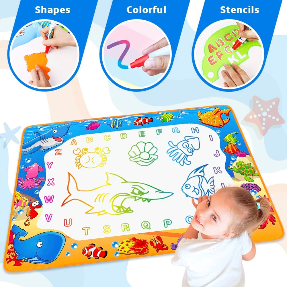 Water Doodle Mat - Kids Painting Writing Color Doodle Drawing Mat Toy Bring Magi