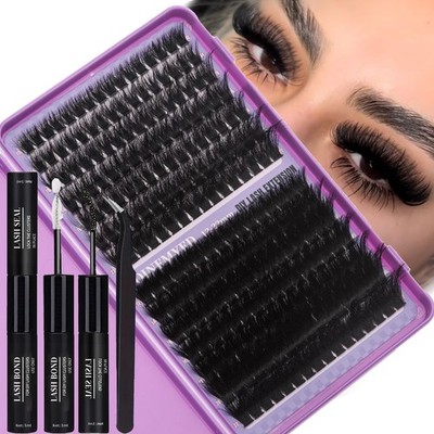 Lash Clusters Kit 100D+200D Thick Volume Eyelash Clusters Kit 12-22mm Long Cl...