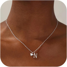 Christmas Gifts for Teens Girls Kids - Gold/Silver Heart Initial Necklaces for W