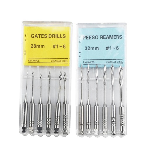 Dental Peeso Reamers/Gates Drills Endodontic Root Canal Engine Use 28/32mm #1-6 - Foto 14 di 25